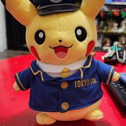 Official Pikachu Conductor Plush Tokyo Station Pokemon Center Japan Doll Soft