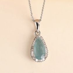 Gorgeous Grandidierite and Diamond Halo Pendant Necklace - new! 