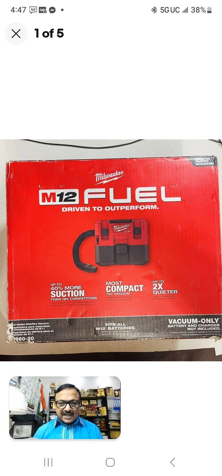 Milwaukee 0960-20 M12 Fuel 1.6gal Wet/Dry Vacuum, Bare Tool, New
