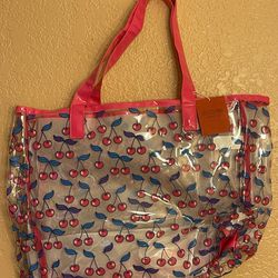 Mossimo Pink Cherries Clear Tote Bag New