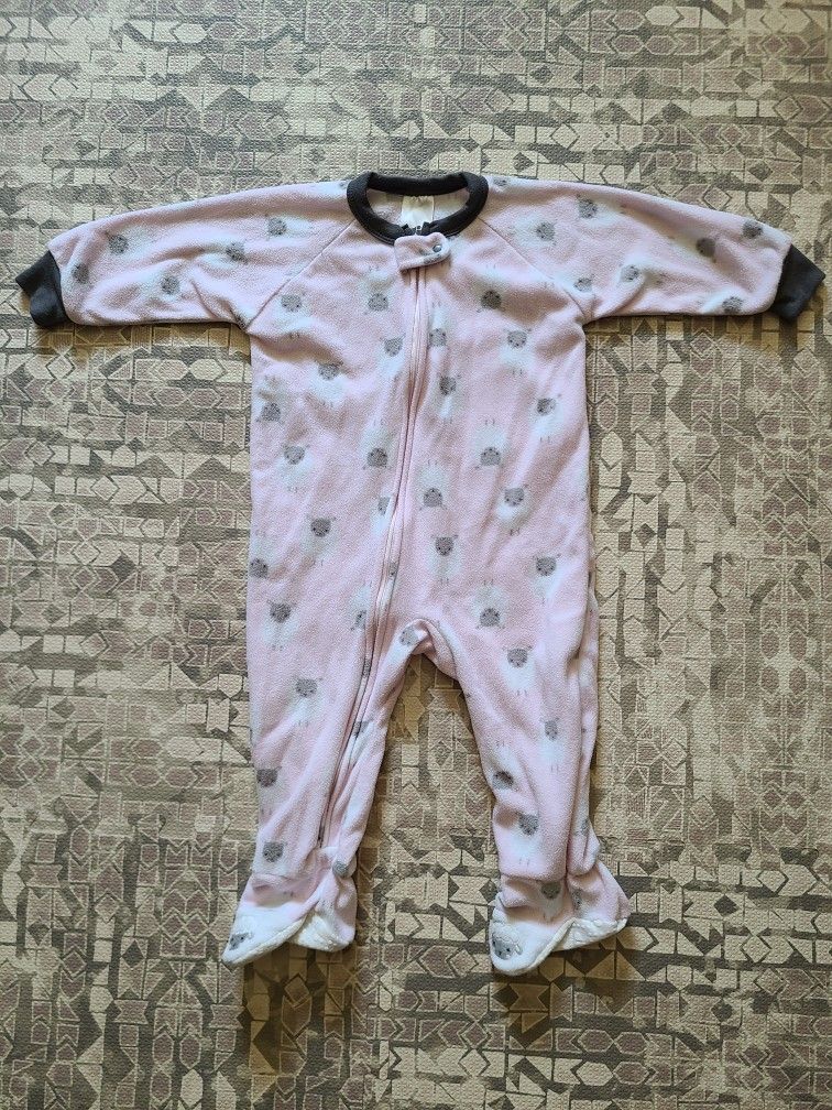 Just Born 24M Pink Fleece Sheep Footie Pajamas