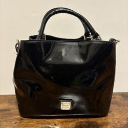 Dooney & Bourke Black Patent Leather Bag With Gold Hardware