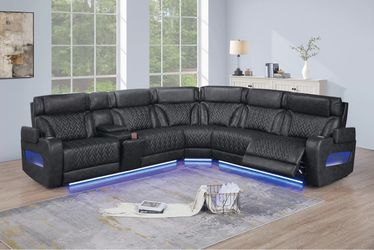 New Luxury Top Grain Leather Power Reclining Sectional ! Free Delivery 🚚