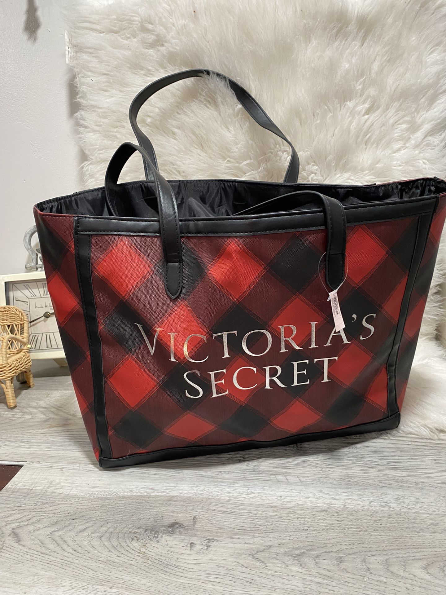 Victoria’s Secret Tote Bag Black Friday 2021 Weekender Tote Bag Red Black Plaid