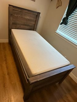 Twin size bed frame with nightstand