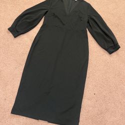 New 1xl black stretchy poof sleeve dress