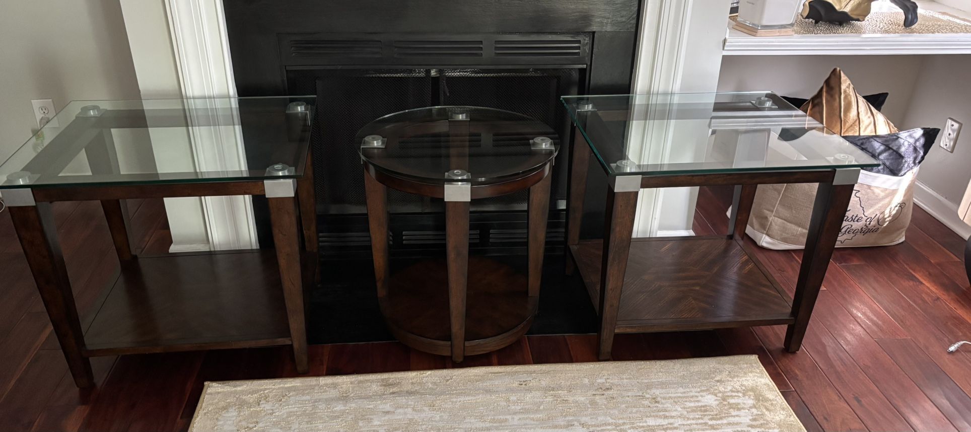 Glass Top Wooden Tables Set