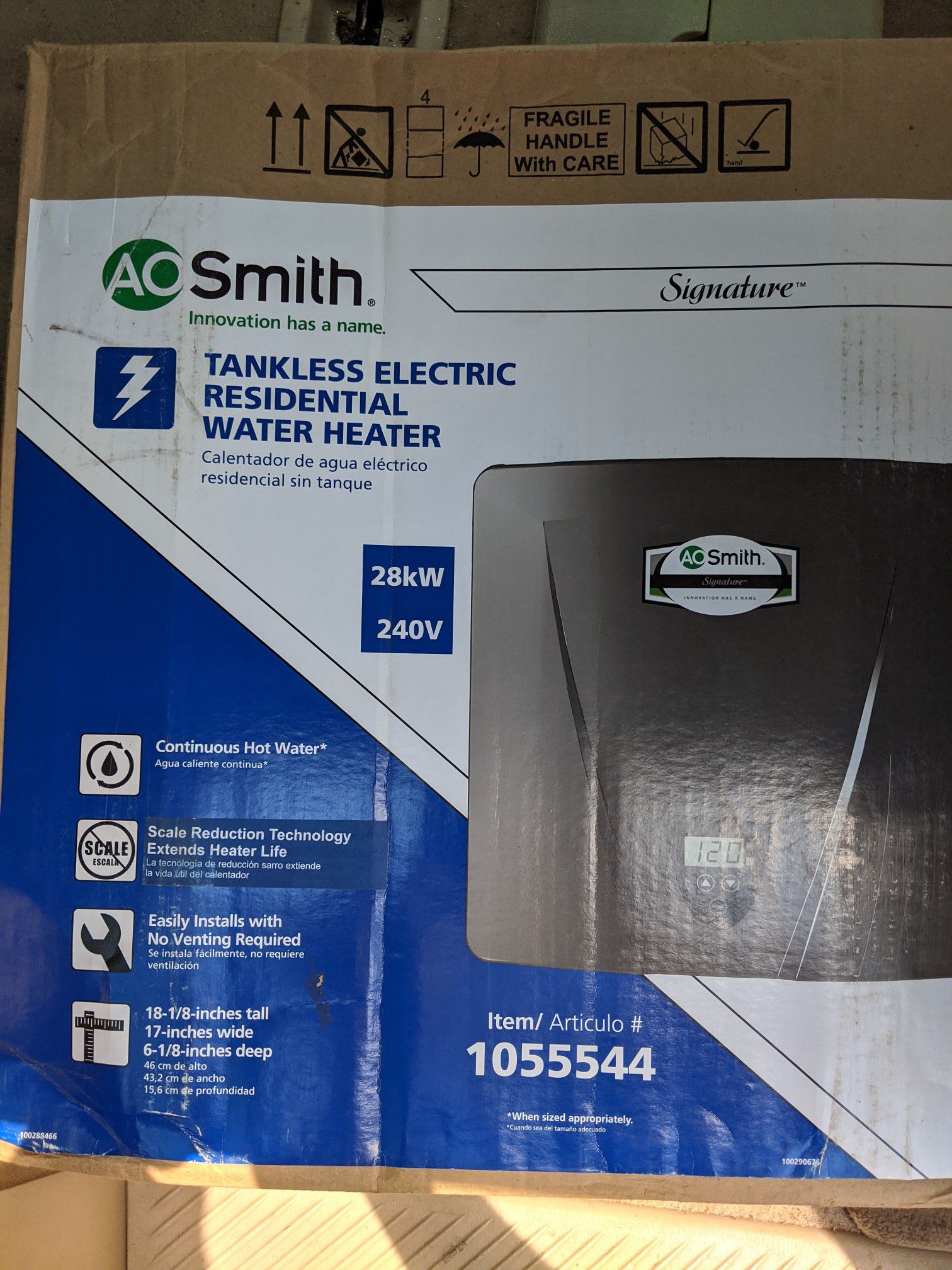 A.O. smith Signature 240-Volt 28-kW 2.4-GPM Tankless Electric Water Heater