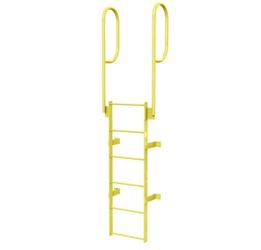 New in the box Ballymore, 6 Step Fixed Access Ladder with Walk-thru Rails, Height 10 ft, Capacity 350 Ib, Material Carbon Steel(E769) E769)