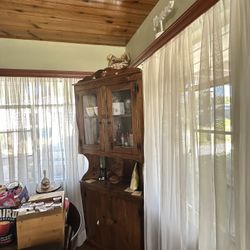 Antique Corner Hutch With Interior Lighting