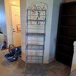 Vintage Baker's Rack - Grey Metal
