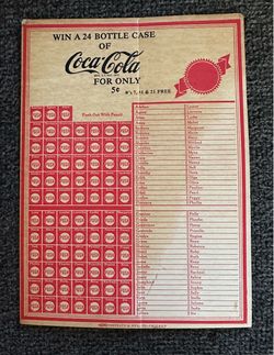 #83 Vintage Coca-Cola Punch Card Game Sheet