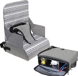 Dining Booster Seat, Portable High Chair for Dining Table Travel High Chair , Built-in Storage & Shoulder Strap , Three Point Harness , Easy Dining On
