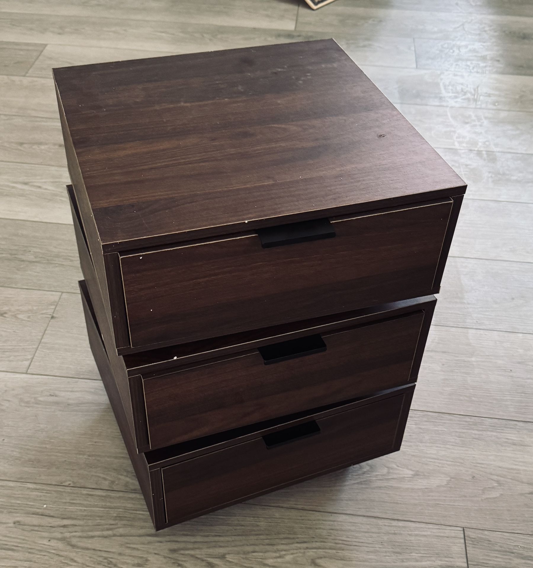 3 Drawer Nightstand For Bedroom, End Table With Rotating Drawers