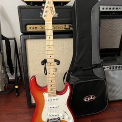 G&L Fullerton Deluxe S-500 Guitar, Hard-Rock Maple Fretboard, Cherryburst