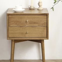 Solid Natural Oak Bedside Table, Nightstand