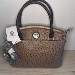 Giani Bernini Faux Ostrich Mini Satchel Mocha Gold- $109 Retail - New NWT