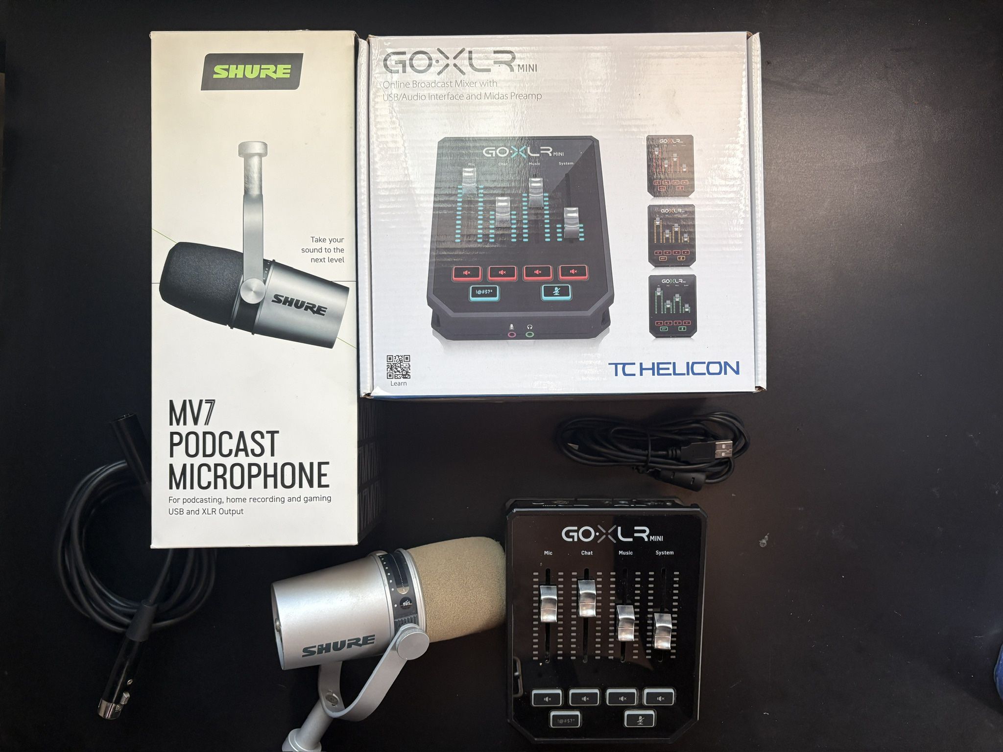 PC Streaming Kit: GoXLR MINI + Shure MV7 Microphone USED GOOD CONDITION WORKING