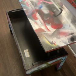 Lift top spray paint coffee art storage table
