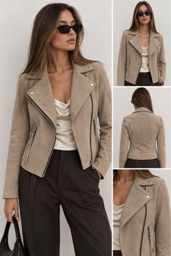 AllSaints Dalby Suede Biker Jacket US 0