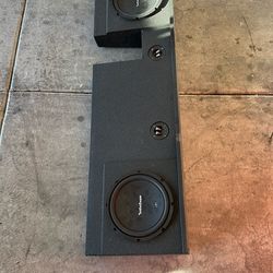 Raptor Lines Shallow Under Seat Subwoofer Box With Rockford Fosgate R1 10” Subwoofers For Truck Under Rear Seats Shallow Subwoofer Box