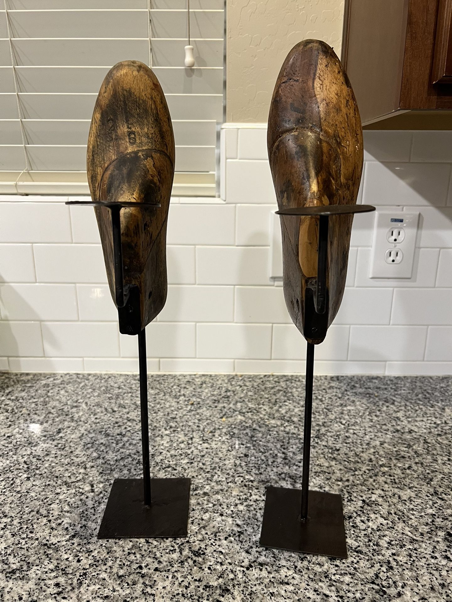 Vintage Wood Shoe Forms Candle Holder