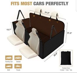 Dog Car Seat Cover for Back Seat,Hard Bottom Dog Hammock for Car,Camping Air Mattress (Bronze)
