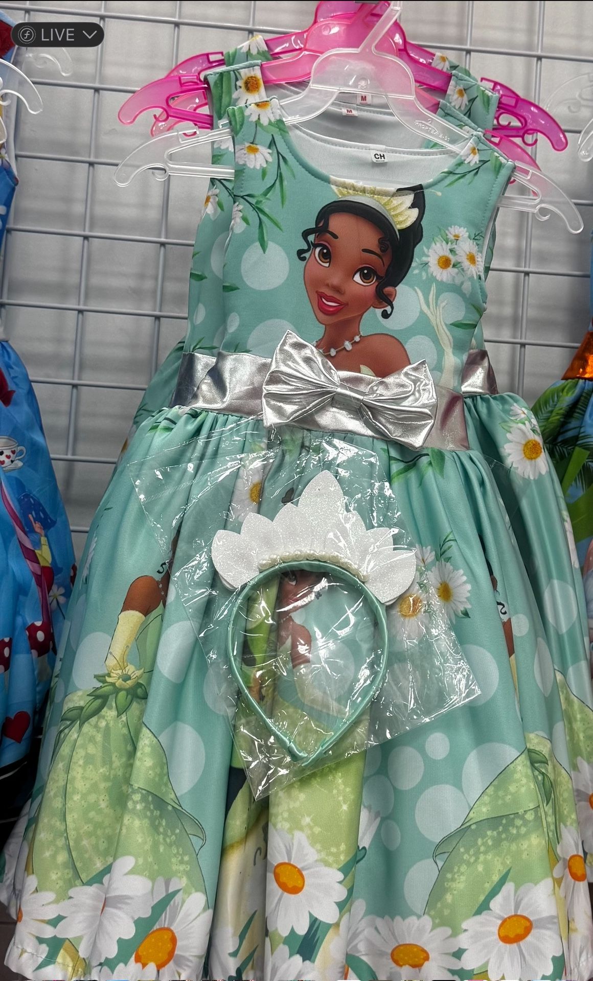 blue tiana dress costume Sample Teal Blue Tiana Dress With Hair Pin *