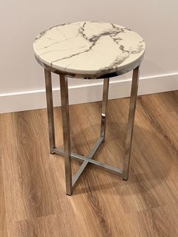 16in Faux Marble Living Room Side Table