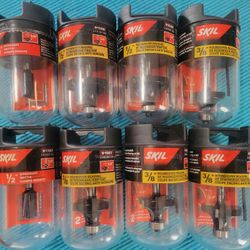 NEW Skil 1/2" Straight + 1/2", 3/8" Roundover Beading Tips Lot/Bundle Of 8.