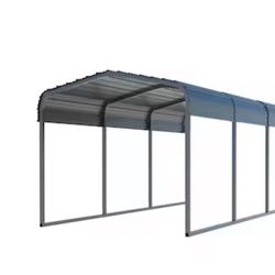 VEIKOUS 10-ft W x 15-ft L x Gray Metal Carport