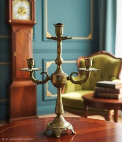 Antique French Bronze Gilt Brass Candelabra Table Lamp Embossed Relief Light