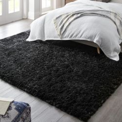 Black Fluffy Carpet 