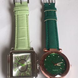 2 BEAUTIFUL WOMENS LEATHER WRIST WATCH  😍 $12 FOR BOTH 