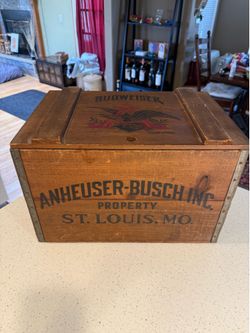 Rustic Budweiser Eagle Wooden Crate – Vintage style Anheuser Busch Beer Storage Box