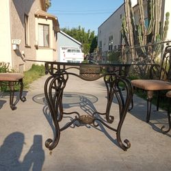 Wrought Iron Glass Dining Table Set 