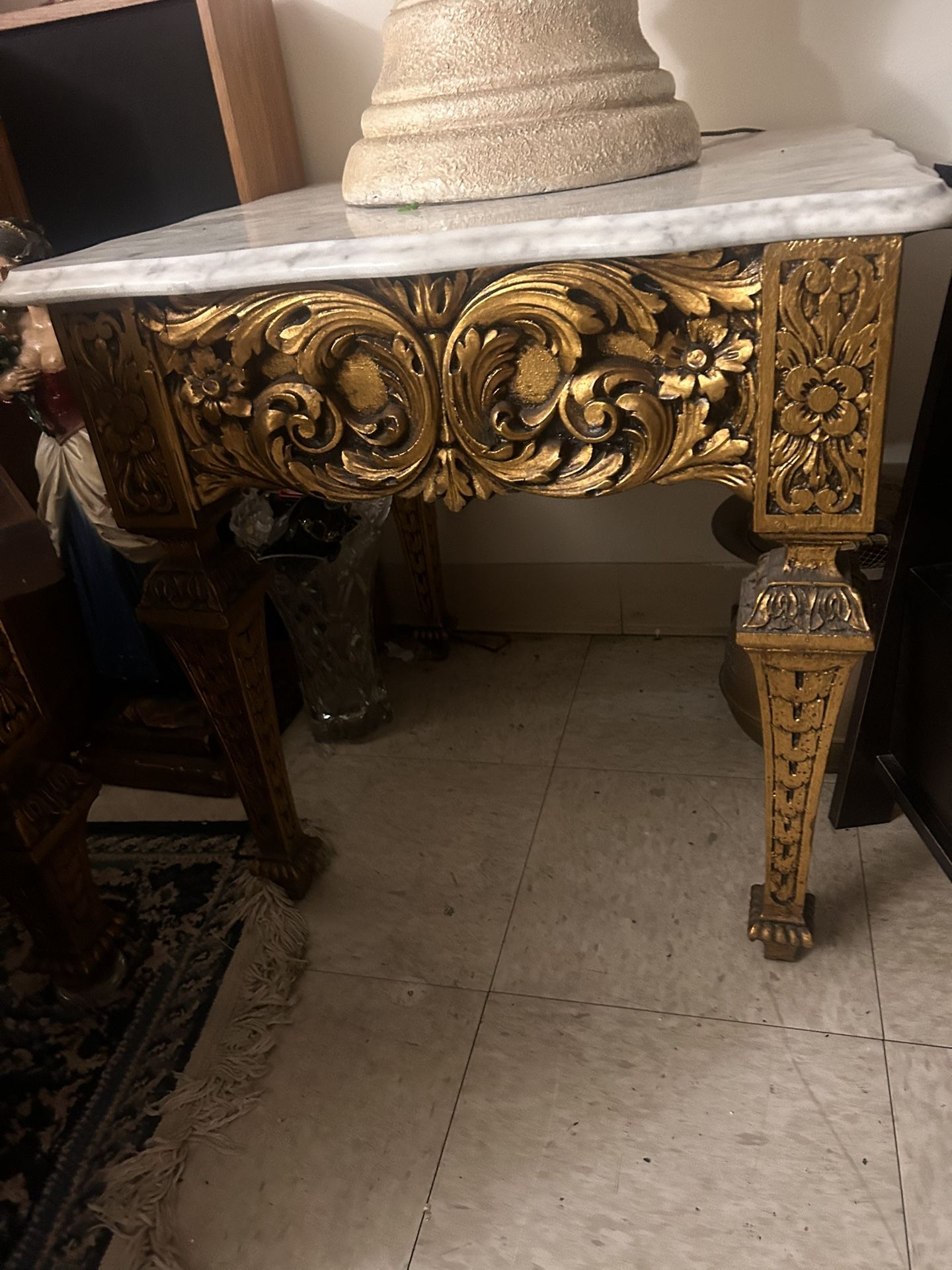 Vintage Ornate Marble Table Set – Coffee Table + 2 End Tables (Estate)