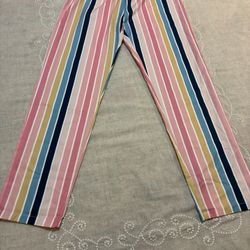 SHEIN Girls Size 11-12 Striped Multicolor Dress Pants Elastic Waist 