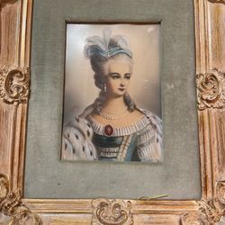 This is a vintage hand-painted miniature portrait of Queen Marie Antoinette