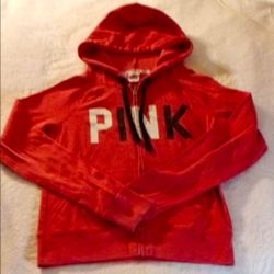 Victoria's Secret PINK Red Zip-Up Hoodie size small