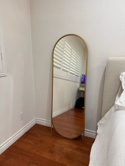 Full-Length Arched Gold Floor Mirror