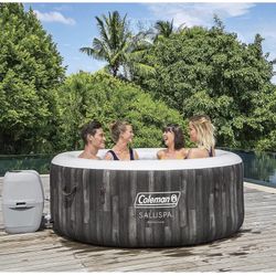 Inflatable Coleman 90455 SaluSpa Bahamas 71 x 26 pulgadas, bañera de hidromasaje portátil para 4 personas al aire libre con 120 chorros de aire, bomba
