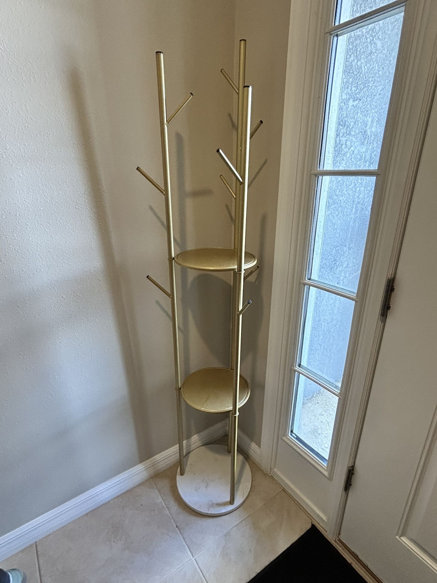 White And Gold Coat Rack