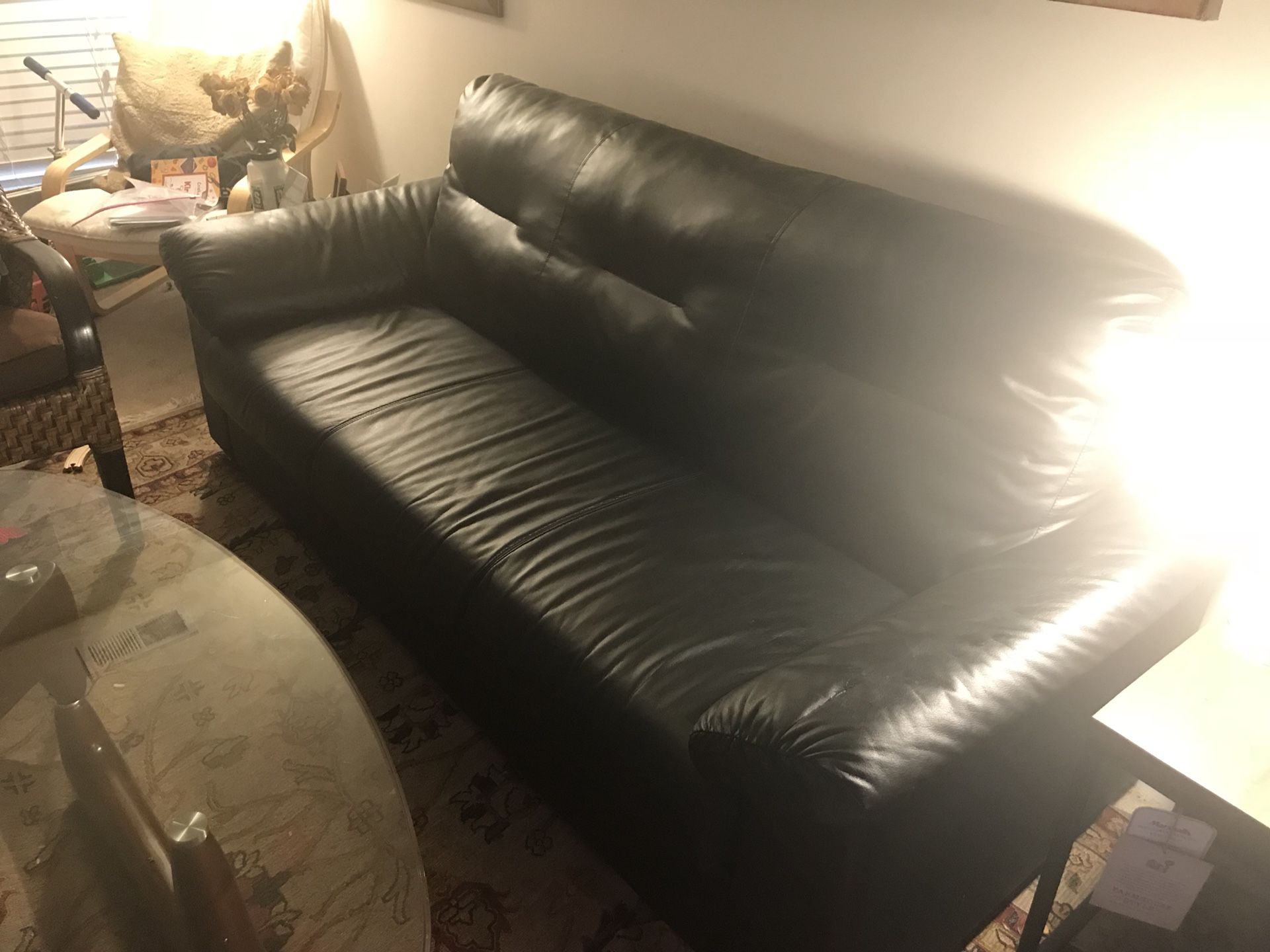 Black IKEA leather couch