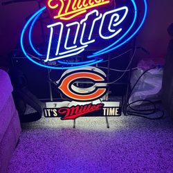 Chicago Bears Glass Neon - “Miller Lite - It’s Miller Time”