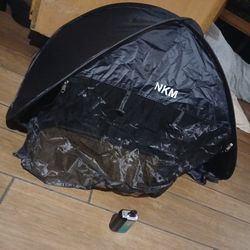 SMALL DOG, CHILD, HEAD TENT.