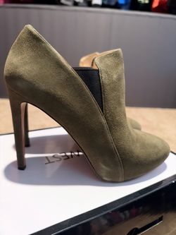 Olive green high heel booties