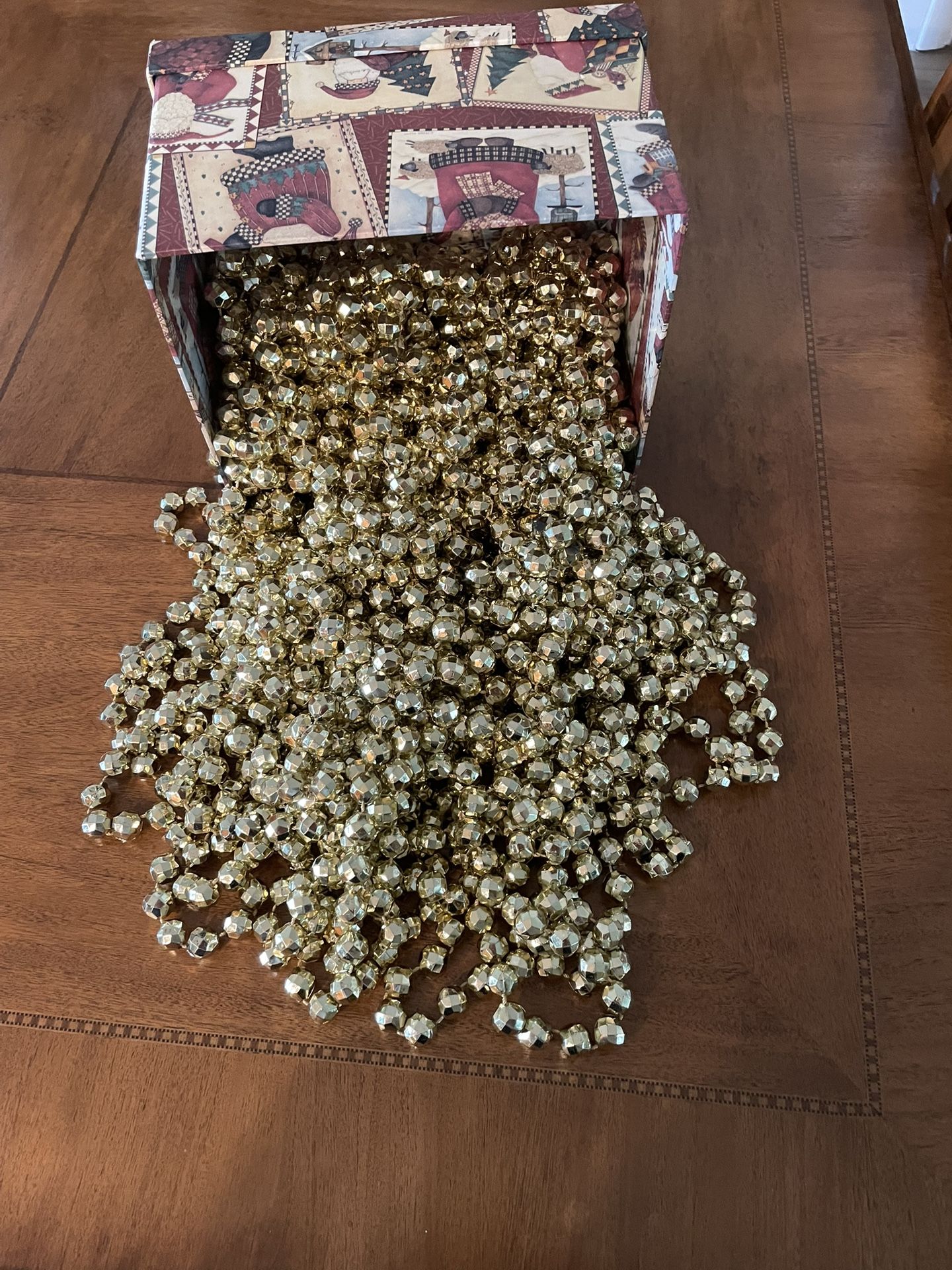 Gold Diamond Bead Garland-Heavy Gauge-12 Strands 8 Ft. Each