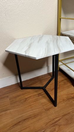 Hexagonal Side Table with Marble-Top