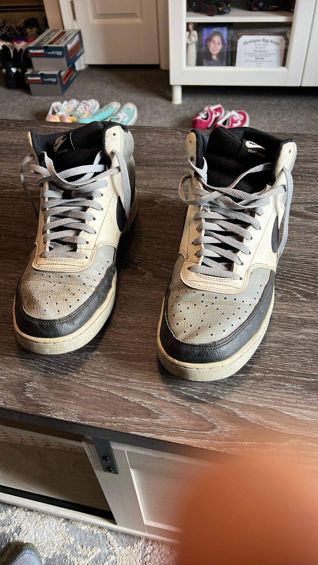 Nike Court Vision Lace Up Sneakers size 12 Black White Gray